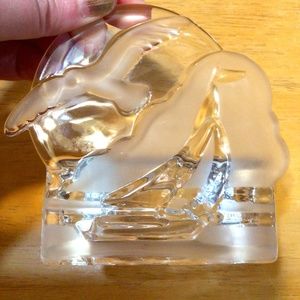 Glass Seagull & Sailboat Tea-Light Candle Holder